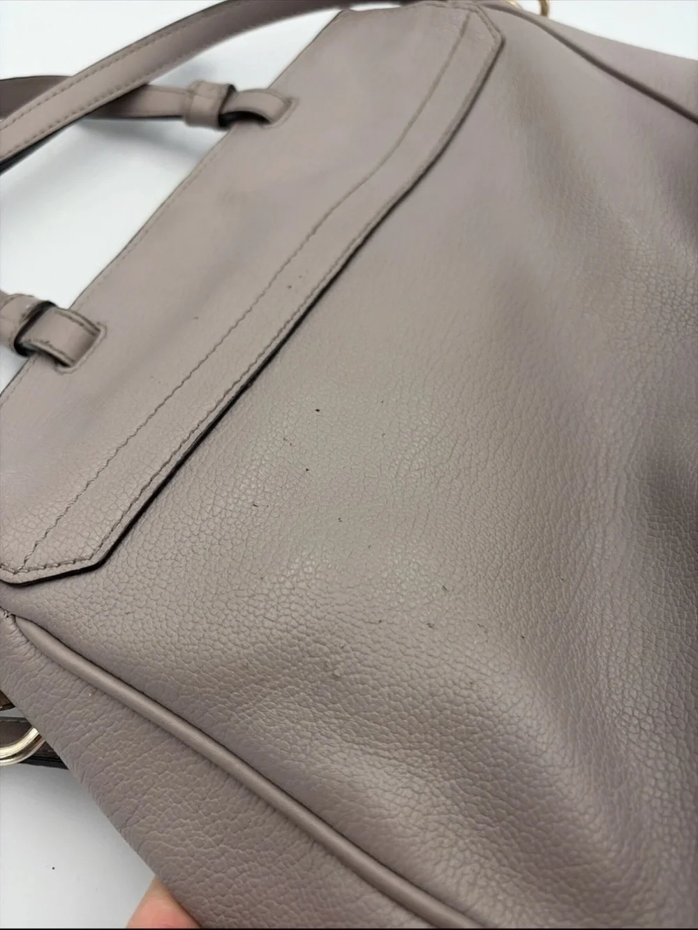 kate spade Rea Robinson Lane Taupe pebbled Leather Satchel with Gold Hardware